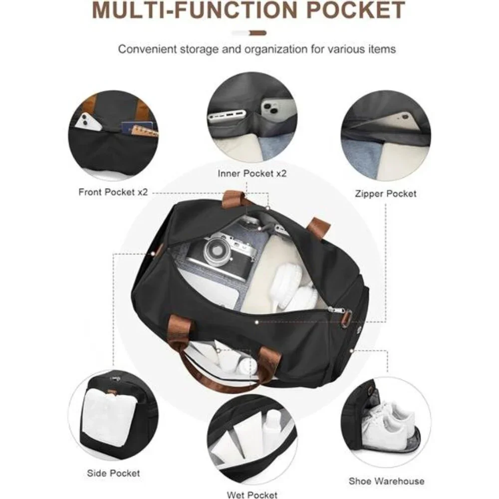 Gym Bag for Women Men Waterproof Duffel Travel Overnight Yoga Bag with Shoe Comp